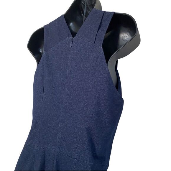 Halston Heritage Stretch Dark Denim Faux Wrap Sleeveless Bodycon Mini Dress Sz 4 - Picture 8 of 16